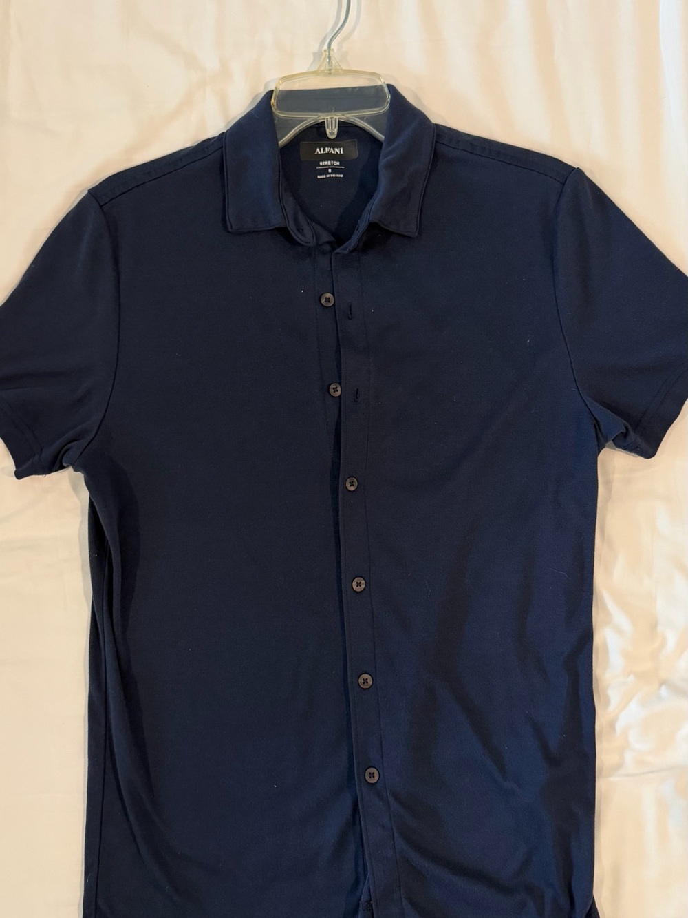 Alfani Men's Navy Short-Sleeve Button-Down Polo Shirt